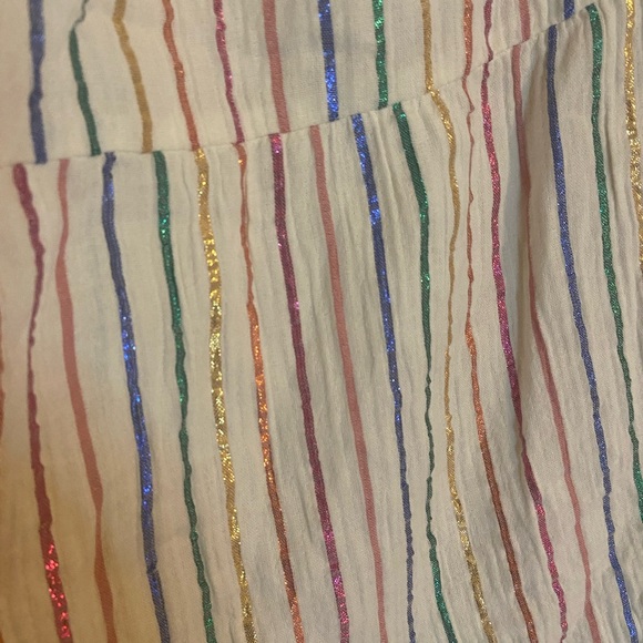 Gap Flutter Sleeve Metallic Stripe Dress L Petite - Picture 3 of 4